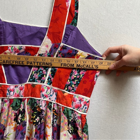 Anthropologie Floral Patchwork Tiered Cutout Maxi Dress Size 14 - Picture 12 of 13